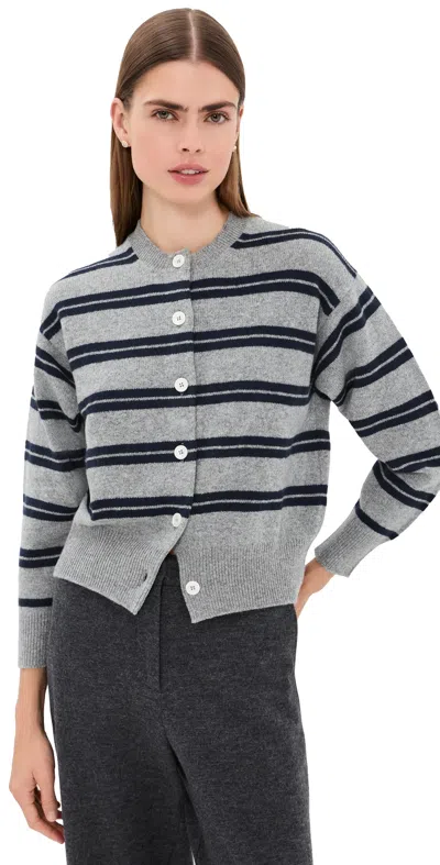 Daughter & The Ada Stripe Cardigan Flannel Grey W/ Dark Navy Stripe