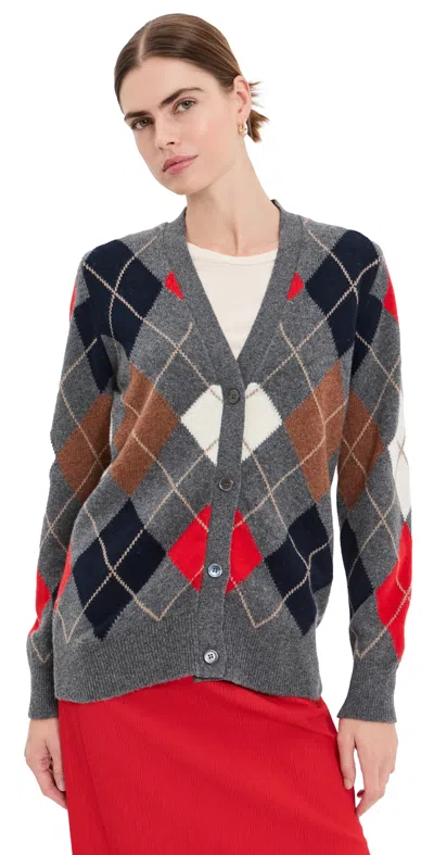 Daughter & The Ava Argyle Cardigan Derby Grey W/ White Poppy/haze