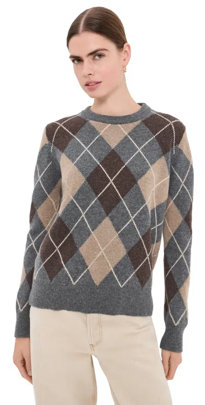 Daughter & The Ava Argyle Crewneck Derby Grey/porcupine/dark Natural