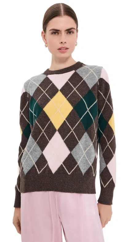 Daughter & The Ava Argyle Crewneck Porcupine/pink/cowslip/holly
