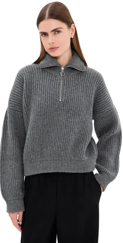 Daughter & The Chunky Rib Quarter Zip Derby Grey In Gray