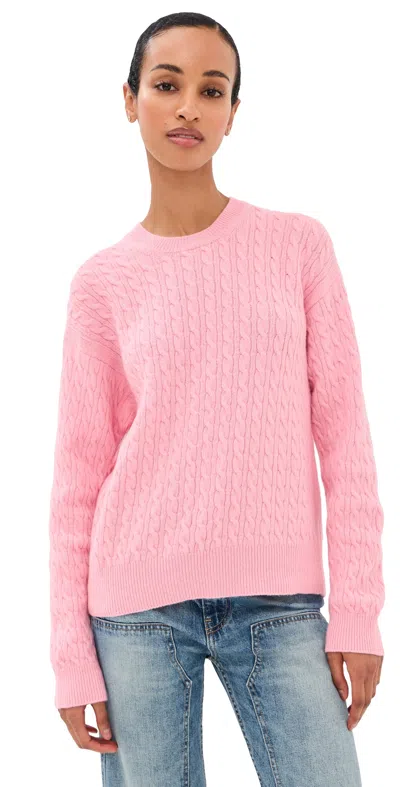 Daughter & Wool Cable Knit Pullover Pale Pink