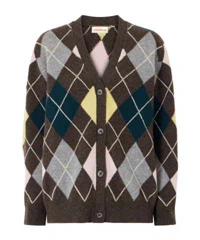 Daughter Ava Argyle Wool Cardigan In Multi