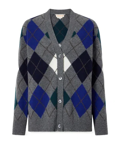 Daughter Checked Wool-knitted Cardigan In Gray