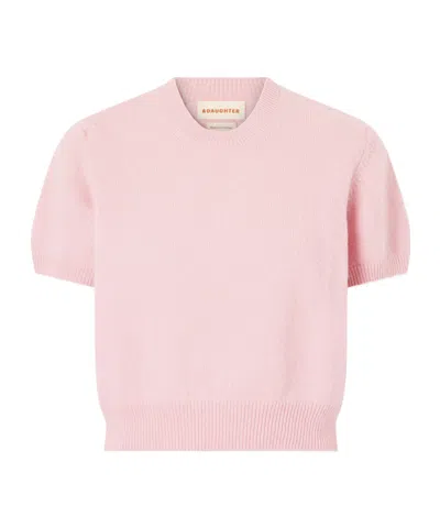 Daughter Knitted Short-sleeved Sweater In Pink