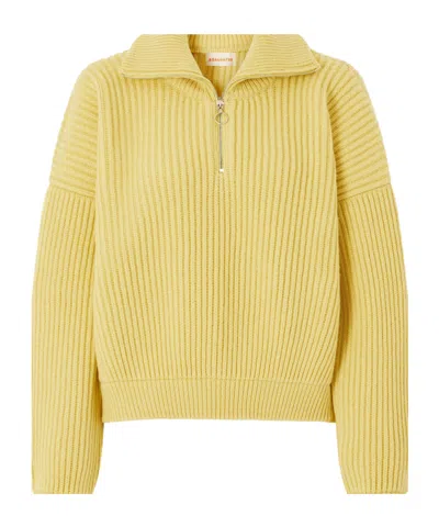 Daughter Ribbed Wool Half-zip Sweater In Nude
