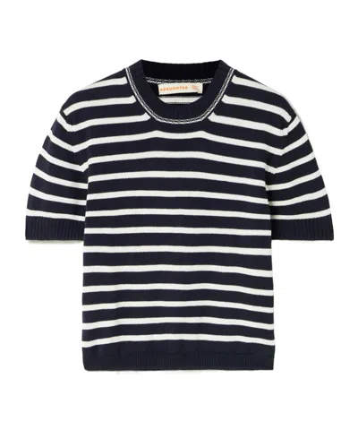 Daughter Shona Striped Organic Cotton Top In Black