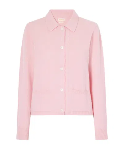 Daughter Wool Polo Cardigan In Pink