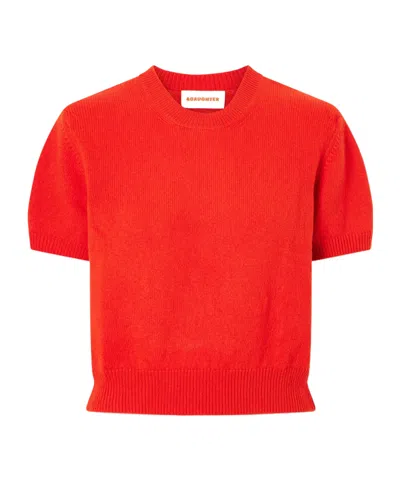 Daughter Woolen Knitted Short-sleeved Shirt In Red