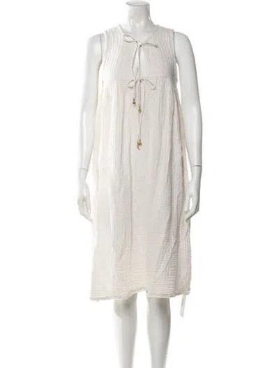 Pre-owned Daughters Of India Crew Neck Midi Length Dress In Neutral
