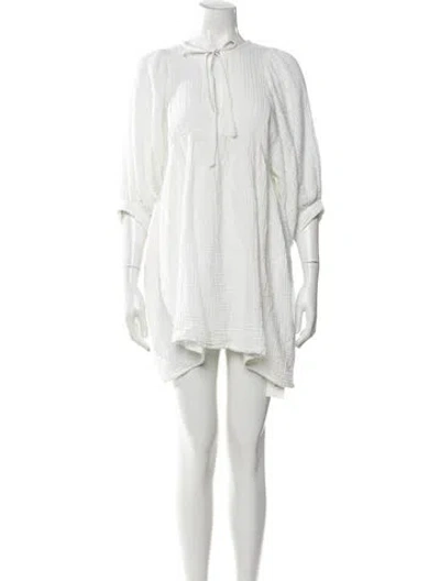 Pre-owned Daughters Of India Crew Neck Mini Dress In White