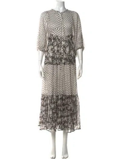 Pre-owned Daughters Of India Floral Print Long Dress In Multi