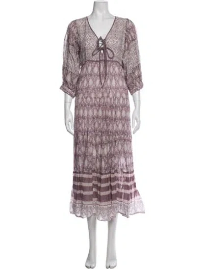 Pre-owned Daughters Of India Paisley Print Long Dress In Purple