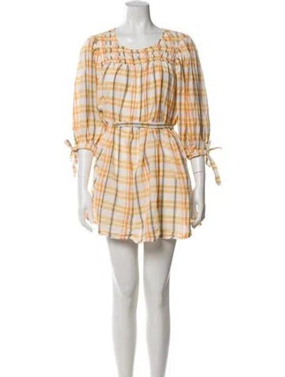 Pre-owned Daughters Of India Plaid Print Mini Dress In Multi