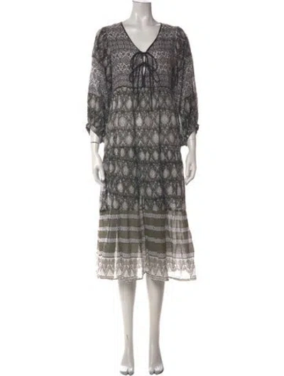 Pre-owned Daughters Of India Printed Midi Length Dress In Multi