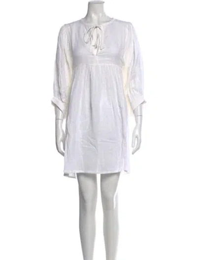 Pre-owned Daughters Of India Tie Neck Mini Dress In Neutral
