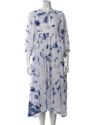 Pre-owned Daughters Of India Tie-dye Print Long Dress In Multi