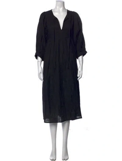 Pre-owned Daughters Of India V-neck Midi Length Dress W/ Tags In Black