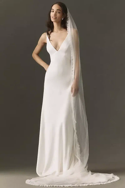 Daughters Of Simone Ava Pleated Cathedral Veil Jacket In White