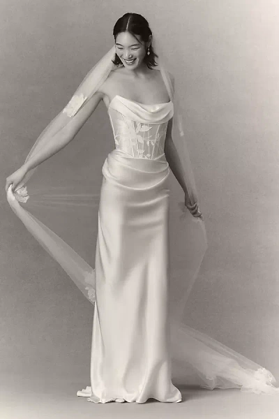 Daughters Of Simone Rose Cathedral Veil Jacket In White