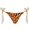 Daughters Of The Sun Swim Women's Yellow / Orange / Black Zanzibar Leopard String Tie Bikini Bottoms In Black/yellow/orange