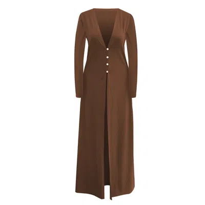 Daughters Of The Sun Swim Women's Cocos Brown Long Sleeve Maxi Robe Dress