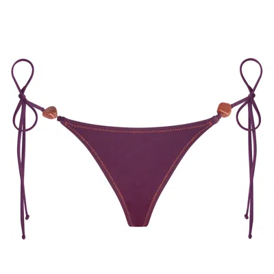 Daughters Of The Sun Swim Women's Pink / Purple Arizona Plum String Tie Bikini Bottoms With Orange Goldstone In Pink/purple