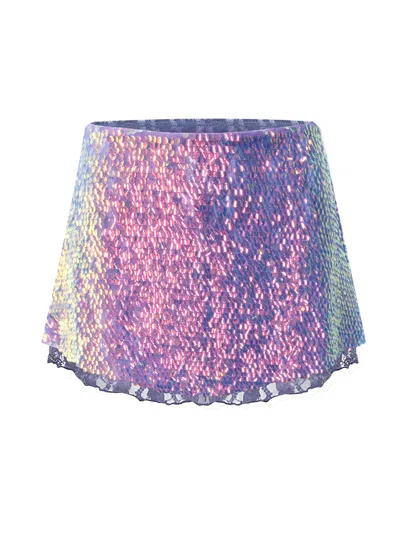 Daughters Of The Sun Swim Women's Pink / Purple Hydra Sequin & Lace Mini Skirt