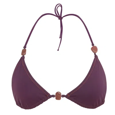Daughters Of The Sun Swim Women's Yellow / Orange / Pink Arizona Plum String Tie Bikini Top With Orange Goldstone In Pink/purple/yellow