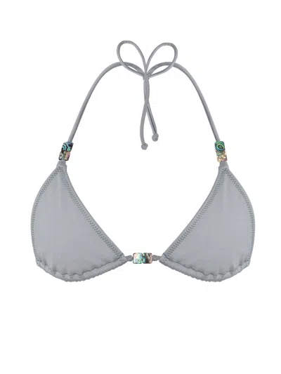 Daughters Of The Sun Swim Women's Grey / Silver Creta Silver Abalone Triangle Bikini Top In Silver/grey