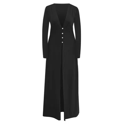 Daughters Of The Sun Swim Women's Tokyo Black Long Sleeve Maxi Robe Dress