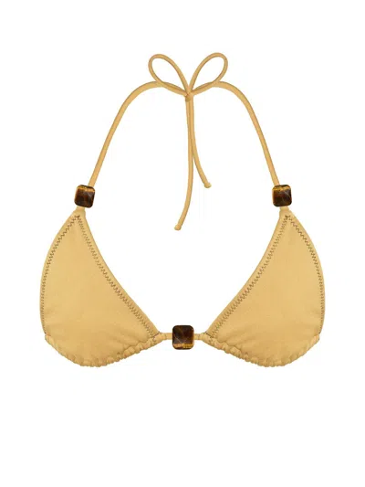 Daughters Of The Sun Swim Women's Gold / Yellow / Orange Aruba Gold Tiger's Eye Triangle Bikini Top In Yellow/orange/gold