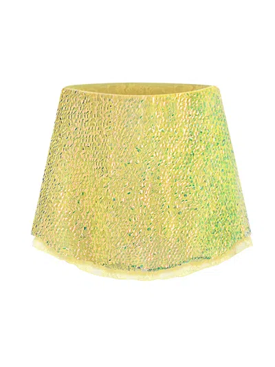 Daughters Of The Sun Swim Women's Yellow / Orange Ipanema Sequin & Lace Mini Skirt