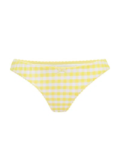 Daughters Of The Sun Swim Women's Yellow / Orange / White Mallorca Gingham Cheeky Bikini Bottoms In Yellow/orange/white