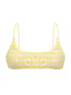 Daughters Of The Sun Swim Women's Yellow / Orange / White Mallorca Gingham Scoop Neck Bikini Top In Yellow/orange/white