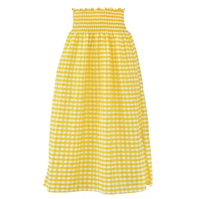 Daughters Of The Sun Swim Women's Yellow / Orange / White Mallorca Gingham Smock Maxi Skirt In Yellow/orange/white