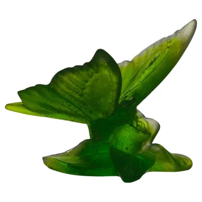 Pre-owned Daum 20th Century Pate De Verre Glass Study Entitled "papillon" By  Glass In Green
