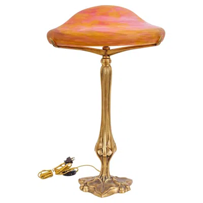 Pre-owned Daum A Louis Majorelle And  Nancy Gilt Bronze And Pink Glass Table Lamp