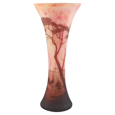 Pre-owned Daum A Monumental  Landscape Vase, C1905 In Brown