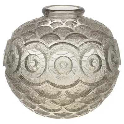 Pre-owned Daum Acid Etched Vase By  Nancy In Brown