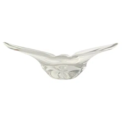 Pre-owned Daum (after) - Sculptural Crystal Bowl, Dish, Centerpiece Or Vide-poche - France In Gray