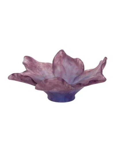 Pre-owned Daum Amaryllis Amethyst Pate De Verre Crystal Decorative Flower Bowl In Purple