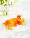 Daum Amber Lion With Cubs Figurine In Orange