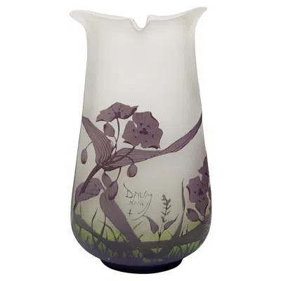 Pre-owned Daum Antique Art Nouveau  Nancy Cameo Glass Vase, France Circa 1910 In Transparent