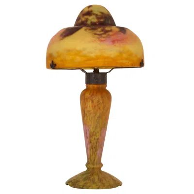 Pre-owned Daum Antique French Art Nouveau Period Glass Lamp By  Studio In Brown