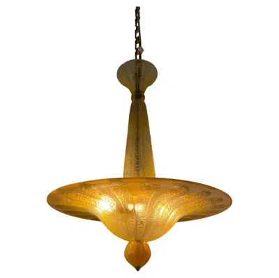 Pre-owned Daum Art Deco Chandelier By , Nancy France, In Pate De Verre, Circa 1940 In Brown