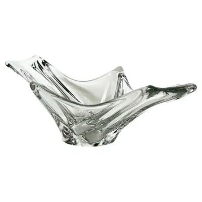 Pre-owned Daum Art Deco Crystal Fruit Dish By , Freeform Design, France, Vintage In Transparent