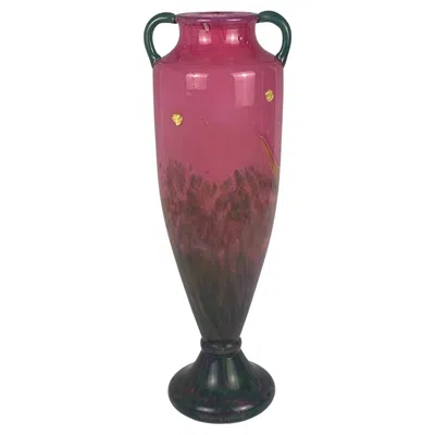 Pre-owned Daum Art Deco Pink Glass Vase By