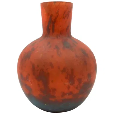 Pre-owned Daum Art Deco Verreries D'art Lorrain For  Glass Vase Fully Signed France In Brown