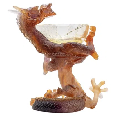 Pre-owned Daum Art Glass Brown Dragon Decorative Bowl, France